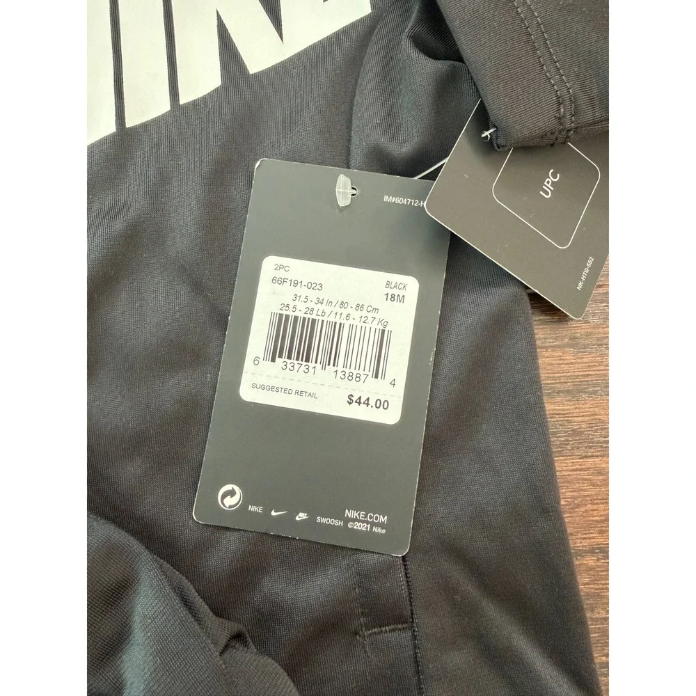Nike Kids 2-Piece Tracksuit Set Black Neon Green 18M 66F191-023